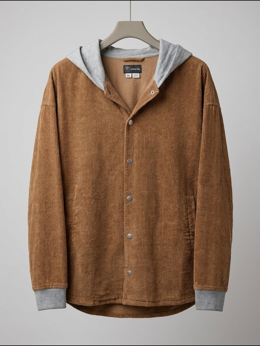 Original Use‎ Corduroy Shirt Barn Jacket in Brown with Gray Hood